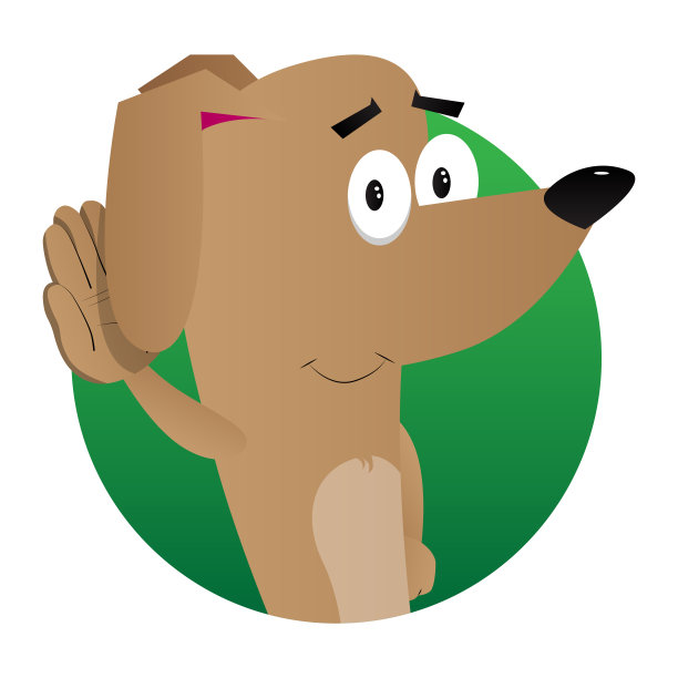 卡通插图狗拉着他的耳朵，听。图片下载