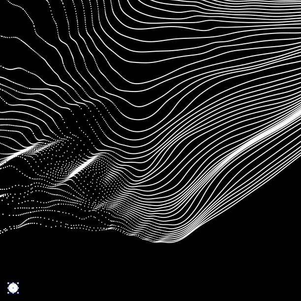 动态粒子数组。3D技术风格。抽象的背景。矢量插图。素材图片