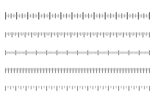 带有黑色标记的测量刻度。测量距离和重量，温度和速度的标尺。校准范围图片下载