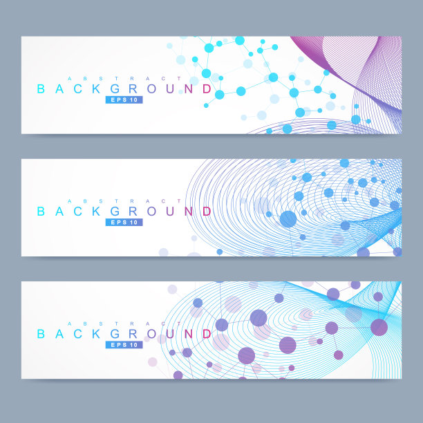 科学的现代载体旗帜。DNA分子结构与连接的线和点。科学背景矢量。医学技术化学设计图片下载