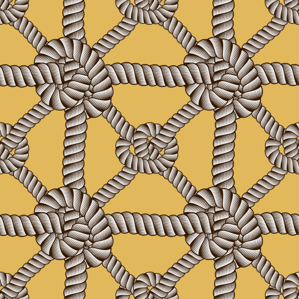 绳索无缝图案，时尚的矢量壁纸背景。绳结时尚无尽的插图。可用于织物，墙纸，包装，网和印刷。图片下载