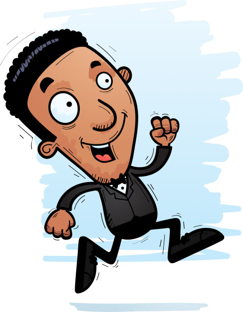 卡通黑新郎奔跑图片下载