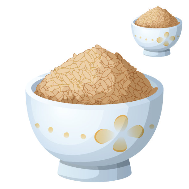 一碗糙米孤立在白色背景上图片下载