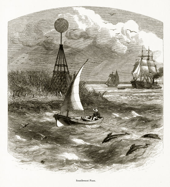 美国路易斯安那州密西西比河西南关口，美国维多利亚版画，1872年图片下载