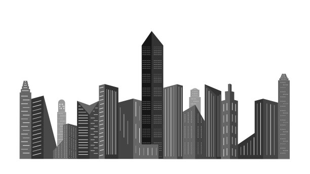 城市综合体的插图和剪影图片下载