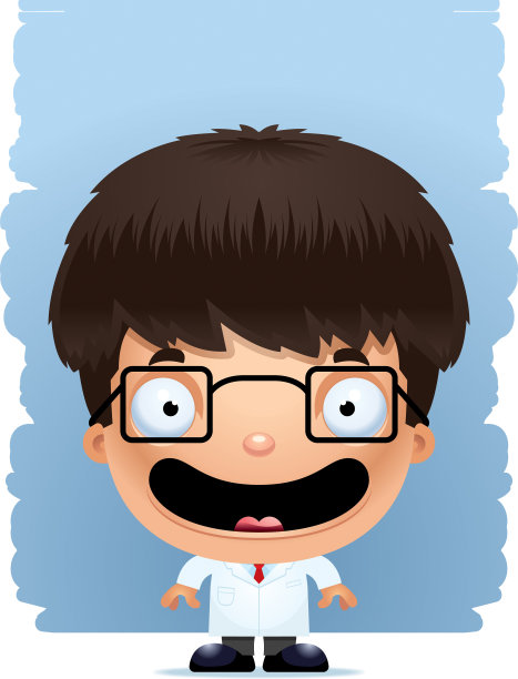 微笑的卡通男孩科学家图片下载