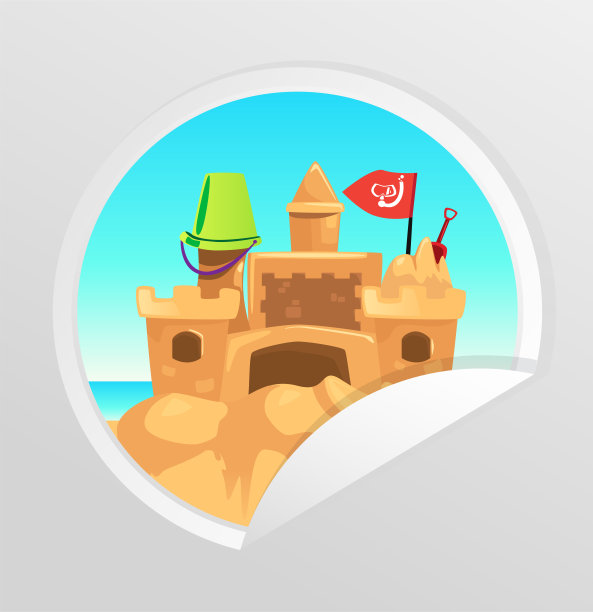 夏季沙堡插图图片下载