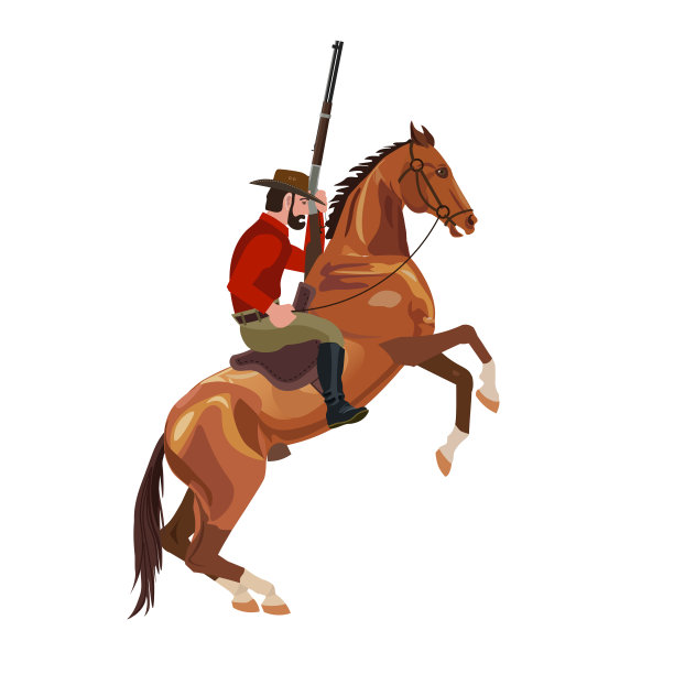 骑着腾跃的马的牛仔图片下载