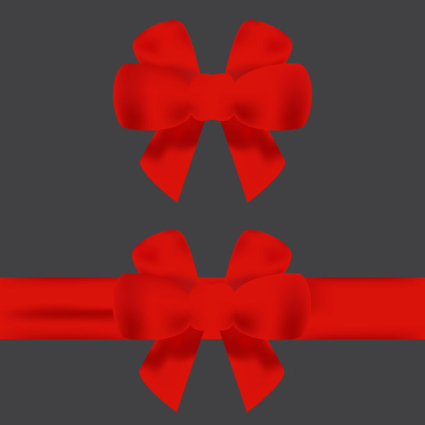 设置礼物现实的红色蝴蝶结和丝带图片下载