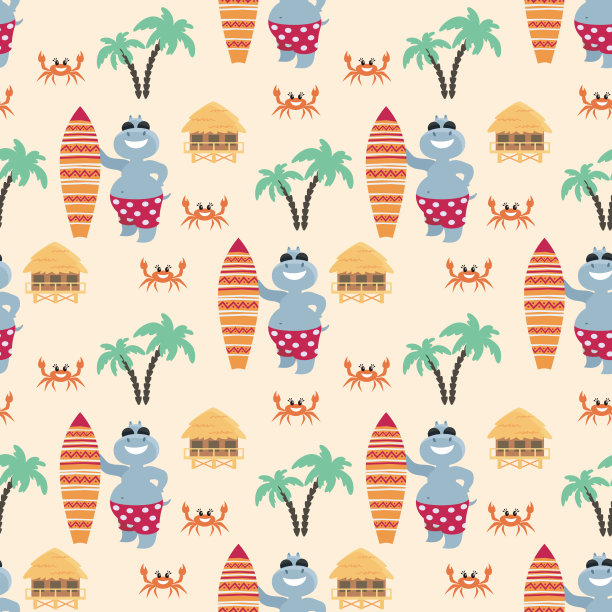 图案与河马和螃蟹图片下载