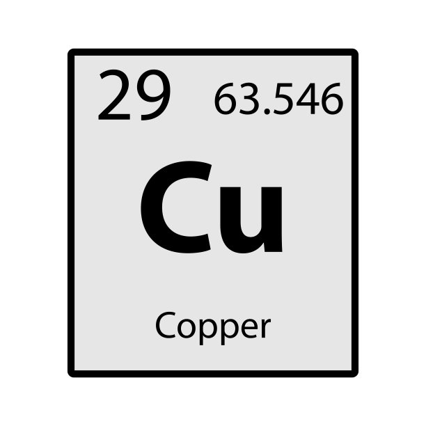 铜元素周期表上灰色图标上的白色背景向量图片下载
