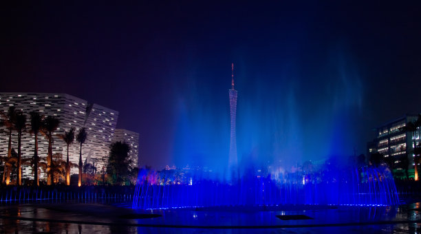 中国广州，美丽的海心沙夜景图片下载