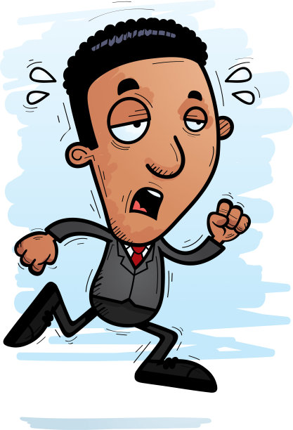 疲惫不堪的卡通黑人商人图片下载