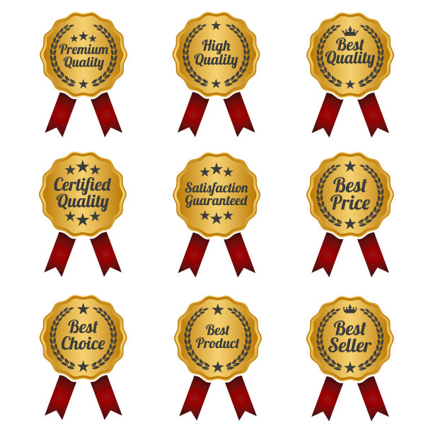 白色背景上的金色奖牌。图片下载