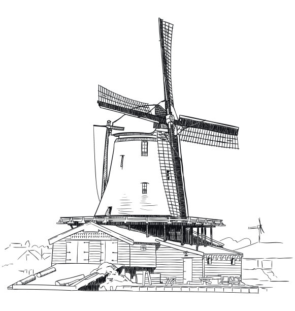 荷兰风车图图片下载