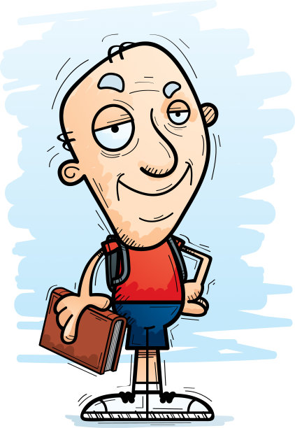 自信的卡通老人学生图片下载