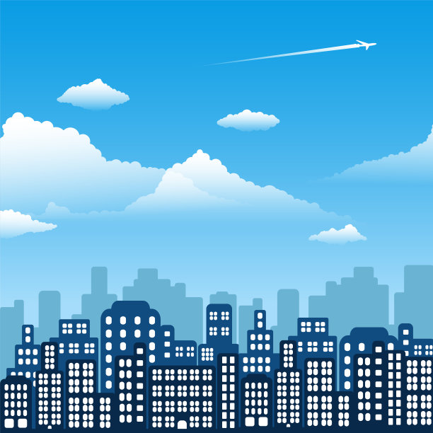 一天城市景观。平面设计背景。矢量图图片下载