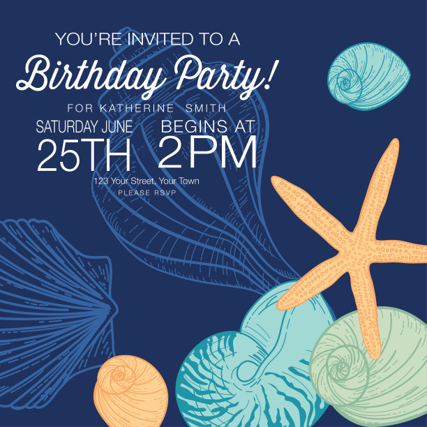 贝壳背景的邀请图片下载