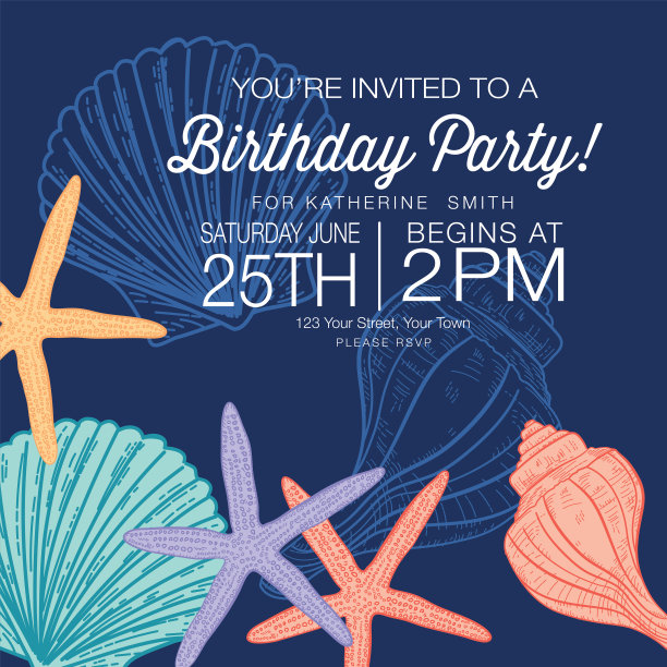 贝壳背景的邀请图片下载