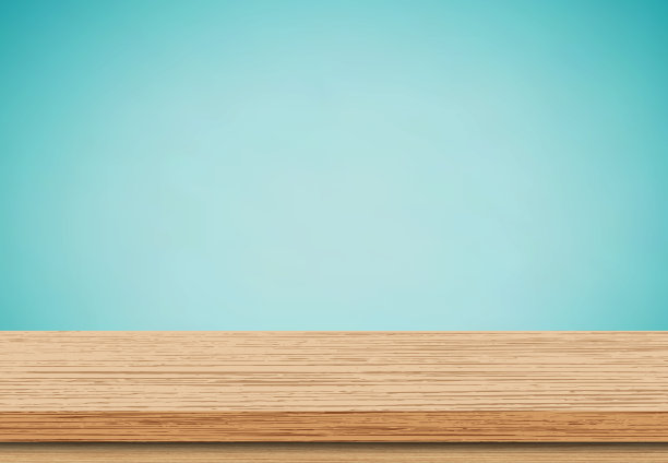 空木桌顶蓝色背景图片下载