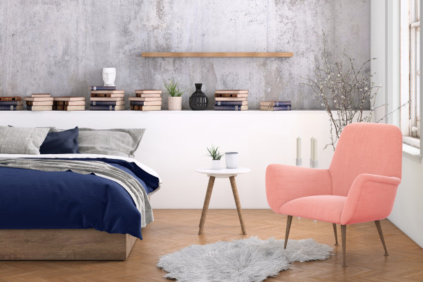 大卧室内部与空白墙图片下载