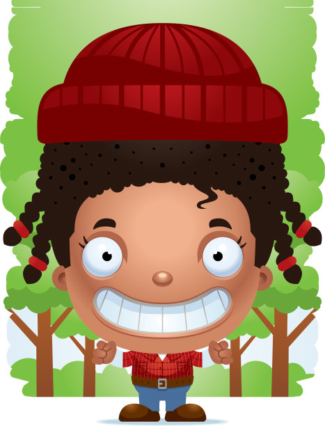 微笑的卡通女孩伐木工人图片下载