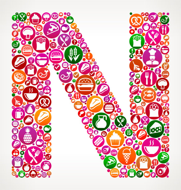 字母N食物和饮食矢量图标背景图片下载