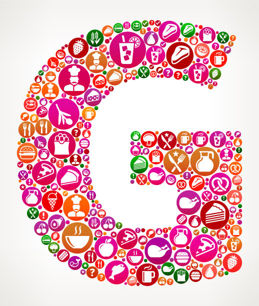 字母G食物和饮食矢量图标背景图片下载