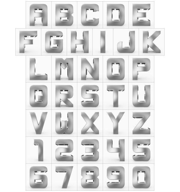 字母和数字3d立方圆形银孤立在白色图片下载