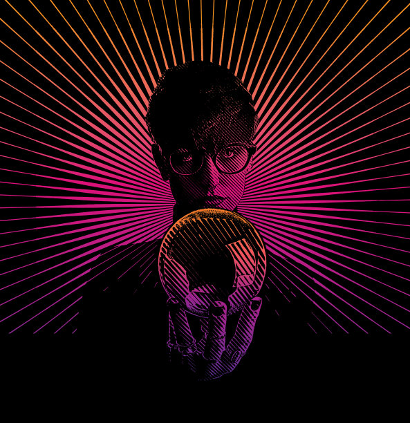 美丽的算命先生拿着水晶球图片下载