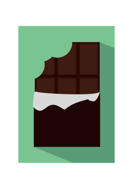 矢量平面图标插图的拆包咬黑巧克力图片下载