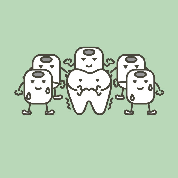 牙齿感冷自冰，敏感牙齿概念-卡通牙齿矢量平风格图片下载