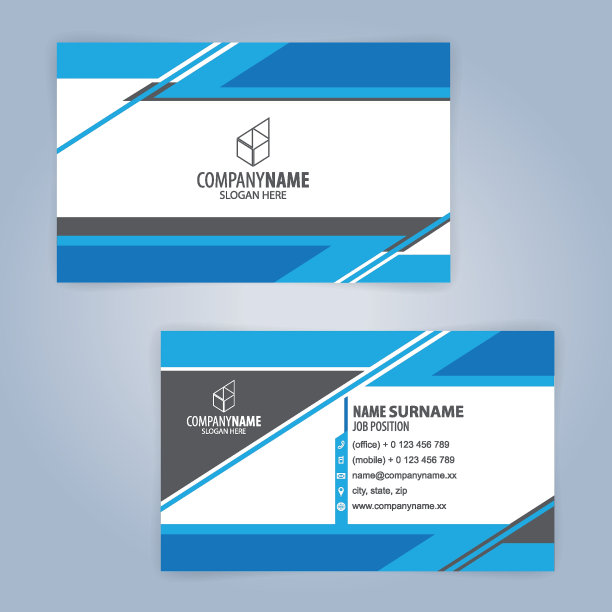 蓝白色现代名片模板图片下载