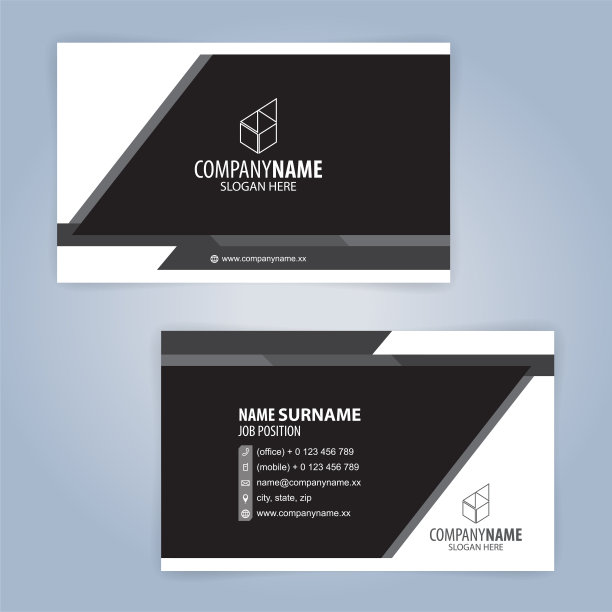 黑白现代名片模板图片下载