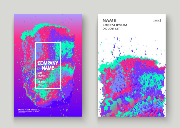 霓虹喷溅艺术封面设计。流体全息梯度爆炸飞溅纹理背景。时尚创意矢量模板封面报告目录小册子传单产品图片下载