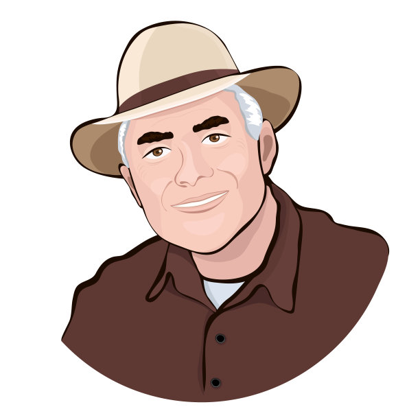 卡通肖像的一个老人，矢量插图图片下载
