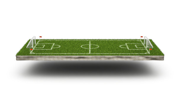 绿草3d足球场和足球场背景。足球体育场游戏3d对象区域。足球场地的透视图。三维渲染图片下载