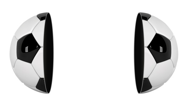 足球或足球矢量孤立在白色背景。足球白旗与3d球分为两部分。足球比赛比赛。半足球的设计与文字的地方图片下载