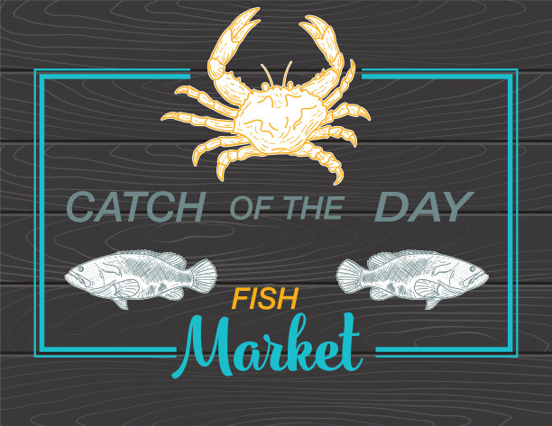 带有文字的新鲜海鲜标志图片下载