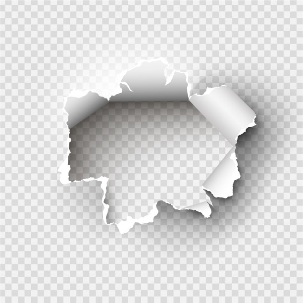 在透明背景上撕破的纸上撕开的洞图片下载