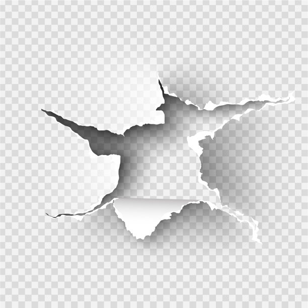 在透明背景上撕破的纸上撕开的洞图片下载