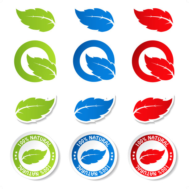 向量自然符号和贴纸-秋叶素材图片