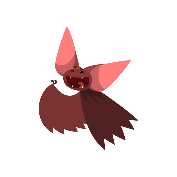 快乐的卡通万圣节蝙蝠角色笑矢量插图上的白色背景图片下载