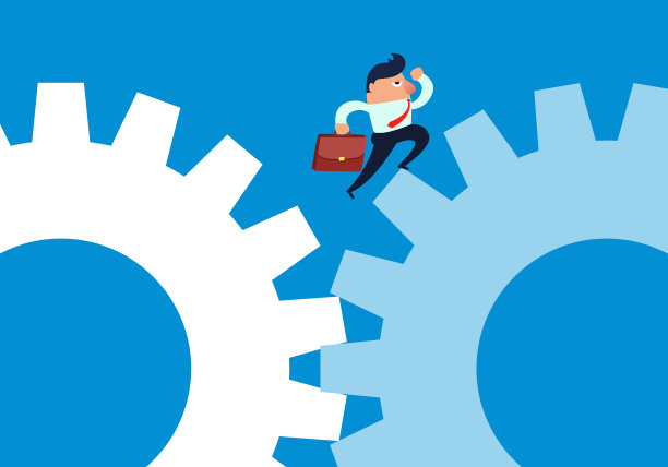 商人运行在齿轮槽图片下载