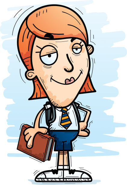 自信的卡通女学生图片下载