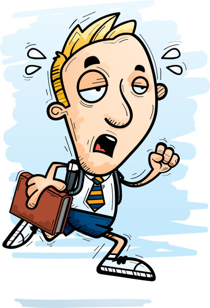 疲惫的卡通男学生图片下载