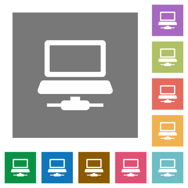 网络计算机方形平面图标图片下载
