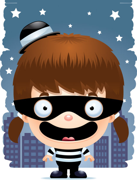 微笑的卡通少女夜贼图片下载