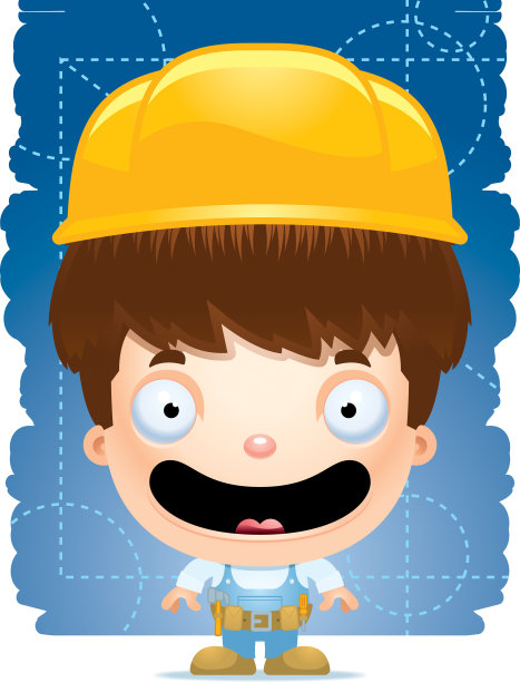 卡通男孩勤杂工微笑图片下载