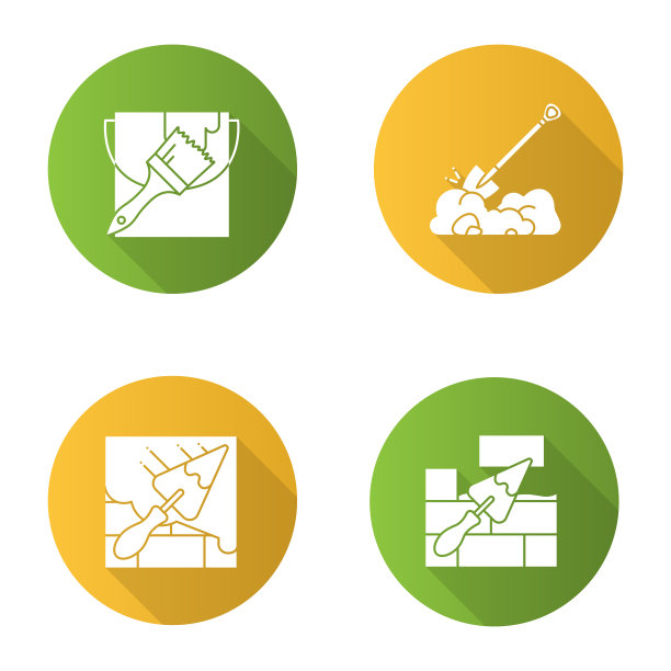 施工工具平面设计长阴影字形图标图片下载